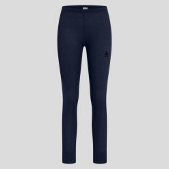 Legginsy termoaktywne damskie Odlo ACTIVE WARM ECO. Niebieskie legginsy ODLO, bez wzorów, z materiału, sportowe. Za 249.99 zł.