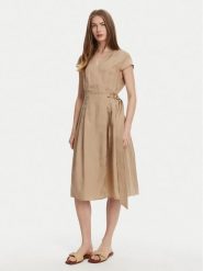 TWINSET Sukienka letnia 251TT2072 Beżowy Loose Fit. Brązowe sukienki Twinset, bez wzorów, z lyocellu, bez kołnierzyka, bez ramiączek. Za 929.99 zł.