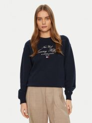 Tommy Hilfiger Bluza Modern Script WW0WW43844 Granatowy Regular Fit. Niebieskie bluzy Tommy Hilfiger, xxl, bez wzorów, z bawełny, bez kaptura. Za 319.99 zł.