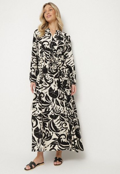 Czarna Rozkloszowana Sukienka z Wiskozą w Abstrakcyjny Wzór Tilozi. Czarne sukienki Born2be, na co dzień, l, bez wzorów, z wiskozy, bez kołnierzyka, bez ramiączek, maxi, rozkloszowane. Za 119.99 zł.