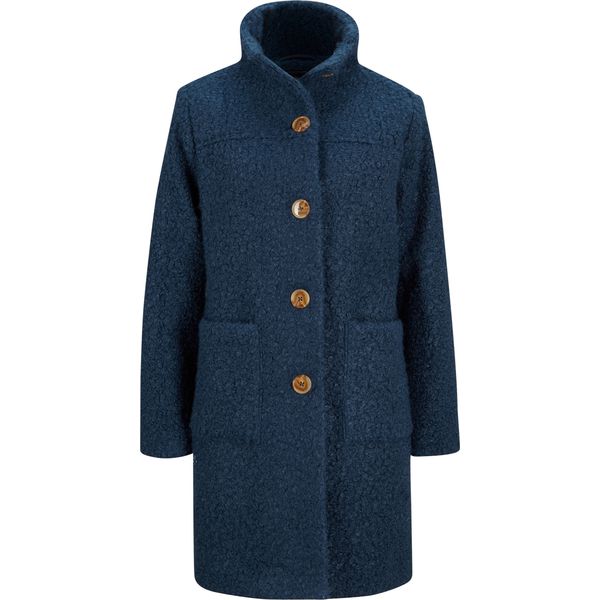 Płaszcz z przędzy boucle z kieszeniami. Niebieskie płaszcze bonprix, bez wzorów, bez kaptura. Za 269.99 zł.