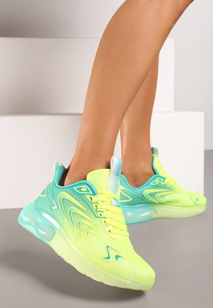 Żółto-Zielone Płaskie Sznurowane Buty Sportowe Sneakersy Risanni. Żółte buty treningowe Born2be, na wiosnę, bez wzorów, z dresówki, bez zapięcia. Za 124.99 zł.