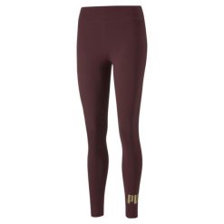 Legginsy damskie Puma ESS+ METALLIC. Fioletowe legginsy Puma, bez wzorów, z bawełny. Za 60.69 zł.