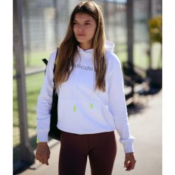Bluza z kapturem damska Off Court. Białe bluzy NORDICDOTS, s, bez wzorów, z bawełny, klasyczne, bez ramiączek, z kapturem. Za 275.00 zł.