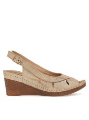 Lasocki Sandały ARC-N1890-02 Złoty. Żółte sandały Lasocki, bez wzorów, ze skóry, bez obcasa, na koturnie, bez zapięcia. Za 139.99 zł.
