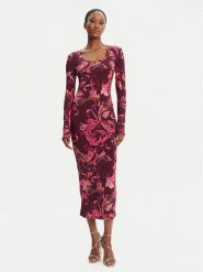 Versace Jeans Couture Sukienka codzienna 79HAO920 JS500 Bordowy Slim Fit. Czerwone sukienki Versace Jeans Couture, na co dzień, bez wzorów, z jeansu, bez kołnierzyka, bez ramiączek, proste. Za 999.99 zł.