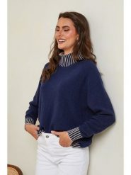 So Cachemire Sweter "Csepreg" w kolorze granatowym rozmiar: L. Niebieskie swetry So Cachemire, l, bez wzorów, z kaszmiru, bez ramiączek. Za 208.99 zł.