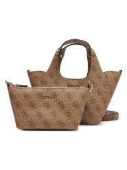 Guess Torebka w kolorze jasnobrązowym - 27 x 17 x 8 cm rozmiar: onesize. Brązowe torebki klasyczne Guess, z aplikacjami, z materiału, przez ramię, bez dodatków. Za 382.99 zł.