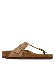 Birkenstock Japonki Gizeh 1019014 Beżowy. Brązowe japonki Birkenstock, bez wzorów, z nubiku. Za 569.99 zł.