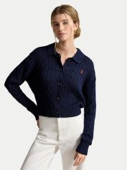 Polo Ralph Lauren Kardigan 211B30509002 Granatowy Straight Fit. Niebieskie swetry Polo Ralph Lauren, l, bez wzorów, z bawełny, bez ramiączek. Za 1,199.00 zł.