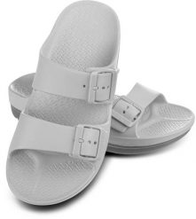 Klapki basenowe damskie Aqua Speed Alicante. Szare klapki Aqua-Speed, bez wzorów, z materiału, eleganckie, bez obcasa, bez zapięcia. Za 84.99 zł.