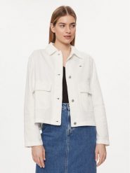 Tommy Jeans Kurtka jeansowa DW0DW17748 Biały Regular Fit. Białe kurtki Tommy Jeans, m, bez wzorów, z bawełny, bez kaptura. Za 399.99 zł.