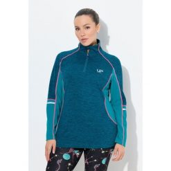 Damskie Bluzka funkcyjna slim fit stójka zamek błyskawiczny długi rękaw. Niebieskie t-shirty sportowe Ulla Popken, plus size, bez wzorów, z elastanu, bez ramiączek. Za 279.99 zł.