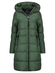 Geographical Norway Płaszcz zimowy "April" w kolorze ciemnozielonym rozmiar: XL. Zielone płaszcze Geographical Norway, na zimę, xl, bez wzorów, z puchu, bez kaptura. Za 287.84 zł.