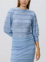 Bluzka z koronką - jasnoniebieski. Niebieskie bluzki Reserved, l, bez wzorów, z dzianiny, bez kołnierzyka, bez ramiączek. Za 109.99 zł.