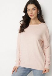 Jasnoróżowy Sweter z Kaszmirem i Ściągaczami Sanaliene. Czerwone swetry Born2be, bez wzorów, z jeansu, eleganckie, bez ramiączek. W wyprzedaży za 63.74 zł.