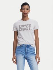 Desigual T-Shirt Love Dsgl 25SWTK10 Szary Regular Fit. Szare t-shirty Desigual, s, bez wzorów, z bawełny, bez kołnierzyka, bez ramiączek. Za 109.99 zł.