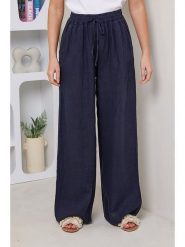 Rodier Lin Lniane spodnie w kolorze granatowym rozmiar: L/XL. Niebieskie spodnie materiałowe Rodier Lin, bez wzorów, ze lnu. Za 220.95 zł.