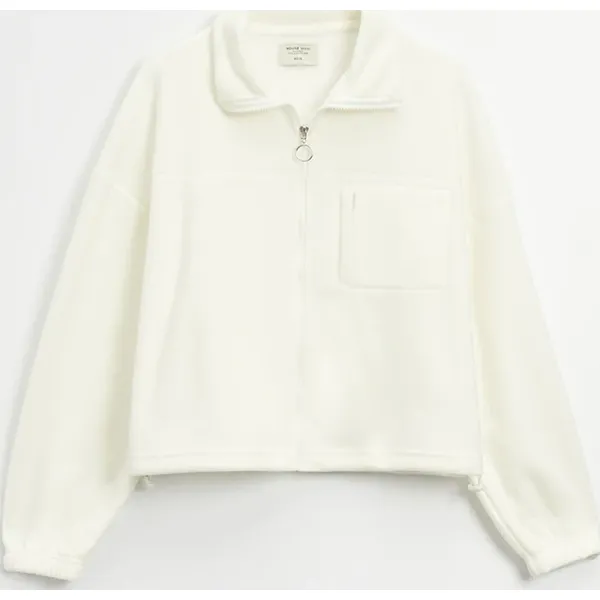 Polarowa bluza oversize kremowa - Kremowy. Białe bluzy bez kaptura House, l, bez wzorów, z polaru, bez kaptura. Za 99.99 zł.