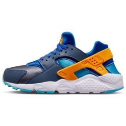 Buty Nike Air Huarache Run 654275 422 niebieskie. Niebieskie buty treningowe bez wzorów, z materiału, bez zapięcia. Za 491.47 zł.