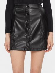 Brave Soul Spódnica z imitacji skóry LSKW-225LISABLK Czarny Regular Fit. Czarne spódnice Brave Soul, m, bez wzorów, ze skóry. Za 99.99 zł.