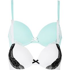 Biustonosz usztywniany (2 szt.) bonprix miętowo-ecru + ecru-czarny. Biustonosze marki bonprix. Za 59.98 zł.