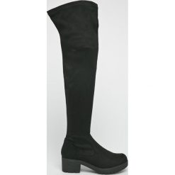 Answear - Kozaki Ideal Shoes. Czarne kozaki ANSWEAR, z materiału. Za 199.90 zł.
