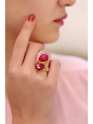 Pierres delicates Pozłacany pierścionek z agatami rozmiar: onesize. Żółte pierścionki Pierres delicates, z agatem, pozłacane. Za 87.40 zł.