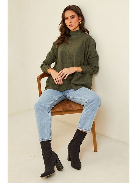 Soft Cashmere Sweter w kolorze khaki rozmiar: 38/40. Brązowe swetry Soft Cashmere, bez wzorów, z kaszmiru, bez ramiączek. Za 87.61 zł.