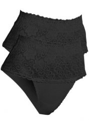 Figi shape (2 pary), silny stopień modelowania sylwetki. Białe bielizna modelująca bonprix, bez wzorów, z koronki. Za 77.99 zł.