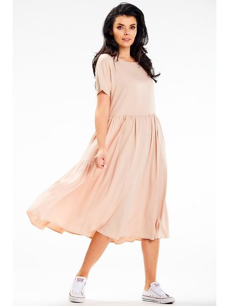 Awama Sukienka w kolorze beżowym rozmiar: S. Brązowe sukienki Awama, s, bez wzorów, bez kołnierzyka, bez ramiączek, maxi. Za 180.45 zł.