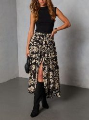 LA Angels Spódnica w kolorze beżowo-czarnym rozmiar: XL. Brązowe spódnice LA Angels, xl, bez wzorów, z wiskozy, maxi, asymetryczne. Za 165.99 zł.