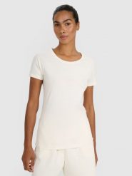 4F T-shirt slim z nadrukiem damski - biały XXL. Białe t-shirty sportowe 4f, uniwersalny, bez wzorów, z bawełny, bez ramiączek. Za 59.99 zł.