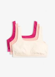 Biustonosz bustier z bawełną organiczną (3 szt.). Zielone biustonosze bonprix, bez wzorów, z bawełny. Za 117.99 zł.