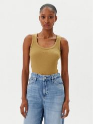 BOSS Top C_Ematite 50504245 Beżowy Slim Fit. Brązowe topy Boss, l, bez wzorów, z bawełny, bez kołnierzyka, bez ramiączek. Za 169.99 zł.