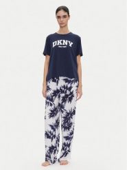 DKNY Piżama YI70052 Granatowy Regular Fit. Niebieskie piżamy DKNY, m, bez wzorów, z wiskozy, bez kołnierzyka, bez ramiączek. Za 279.99 zł.