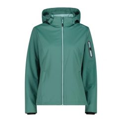 Kurtka damska turystyczna CMP 39A5016. Zielone kurtki przejściowe sportowe CMP, l, bez wzorów, z softshellu, z kapturem, trekkingowe. Za 378.10 zł.
