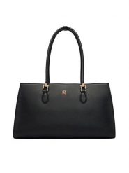 Tommy Hilfiger Torebka Th Grace Satchel AW0AW18750 Czarny. Czarne torebki klasyczne Tommy Hilfiger, bez wzorów, ze skóry, bez dodatków. Za 699.99 zł.