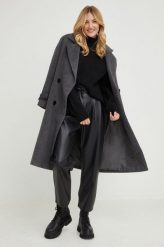 Answear Lab płaszcz wełniany kolor szary przejściowy dwurzędowy. Szare płaszcze Answear Lab, l, bez wzorów, z wełny, klasyczne, bez kaptura. Za 469.99 zł.
