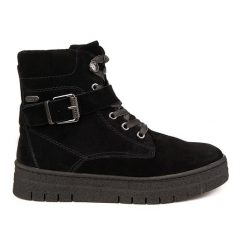 Marco Tozzi Czarne Buty Wyściełane Futerkiem Prawdziwej Skóry Czarne. Czarne buty treningowe ZZFACTOY, na jesień, bez wzorów, z materiału, bez zapięcia. Za 277.99 zł.