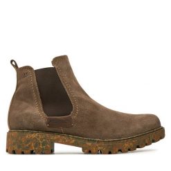 Botki Josef Seibel. Brązowe botki Josef Seibel, bez wzorów, bez obcasa, na płaskiej podeszwie, bez zapięcia. Za 349.99 zł.