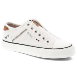 Białe Trampki Mustang Wsuwane Obuwie Damskie. Białe trampki Mustang, bez wzorów, z jeansu, eleganckie, bez zapięcia. Za 269.00 zł.