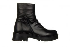 Botki Bayla-161 177 4009 Black 161620, Czarny, Skóra naturalna. Czarne botki Bayla, bez wzorów, z gumy, eleganckie, z okrągłym noskiem, za kostkę, bez obcasa, bez zapięcia. W wyprzedaży za 269.00 zł.