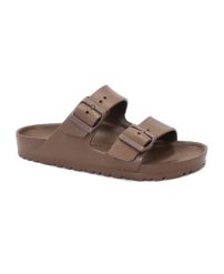 Klapki Birkenstock Arizona Eva Damskie. Brązowe klapki Birkenstock, bez wzorów, z materiału, wakacyjne, bez obcasa, bez zapięcia. Za 358.00 zł.