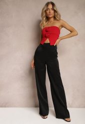 Czarne Eleganckie Spodnie z Wiskozy o Szerokich Nogawkach Tiamase. Czarne jeansy Renee, s, z aplikacjami, z jeansu, biznesowe. W wyprzedaży za 50.99 zł.
