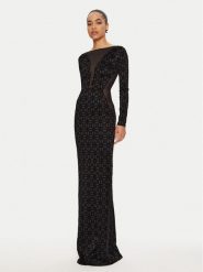 Elisabetta Franchi Sukienka wieczorowa AB-737-47E2 Czarny Slim Fit. Czarne sukienki Elisabetta Franchi, bez wzorów, z syntetyku, wizytowe, bez kołnierzyka, bez ramiączek. Za 2,549.00 zł.