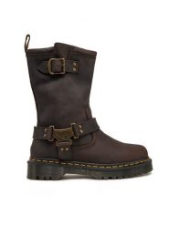 Dr. Martens Botki Anistone Tall Leather Biker31901201 Brązowy. Brązowe botki Dr Martens, bez wzorów, ze skóry, bez obcasa, na płaskiej podeszwie, bez zapięcia. Za 1,179.00 zł.