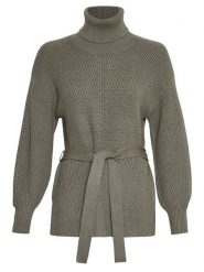 MOSS COPENHAGEN Sweter "Amari Rachelle" w kolorze khaki rozmiar: M/L. Brązowe swetry Moss Copenhagen, l, bez wzorów, z wiskozy, bez ramiączek. Za 132.05 zł.