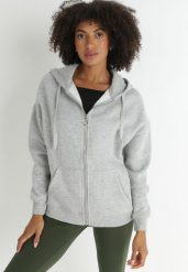 Szara Bluza z Kapturem i Suwakiem Oversize Hil. Szare bluzy Born2be, l, bez wzorów, z dzianiny, sportowe, bez ramiączek, z kapturem. W wyprzedaży za 72.24 zł.