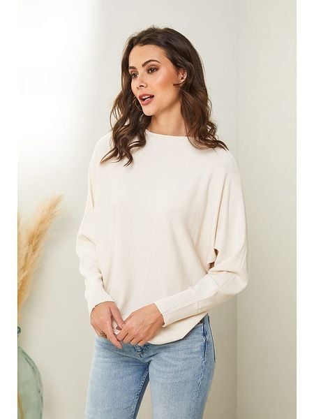 Soft Cashmere Sweter w kolorze kremowym rozmiar: 34/36. Brązowe swetry Soft Cashmere, bez wzorów, klasyczne, bez ramiączek. Za 113.90 zł.